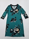 John Baner Women's Teal Floral Midi Dress Size 36/38 EU