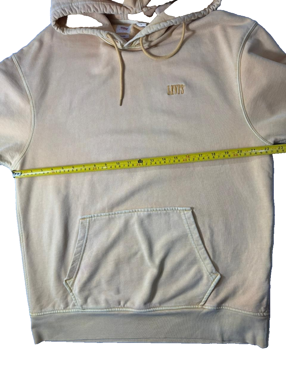 Levi's Men Beige Pullover Hoodie Relaxed Fit Size L Hooded Sweatshirt