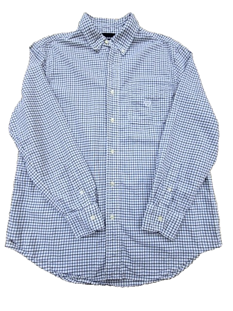 Chaps Blue Gingham Long Sleeve Button Down Cotton Men's M Shirt