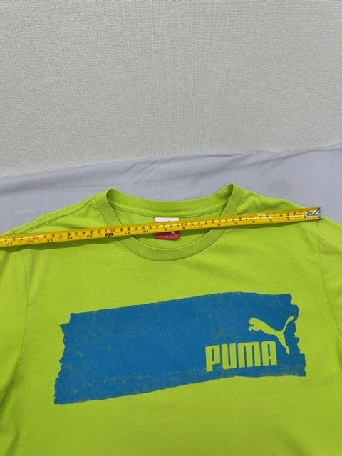 Puma Men's Yellow-Green Graphic T-Shirt Size M Cotton Crew Neck