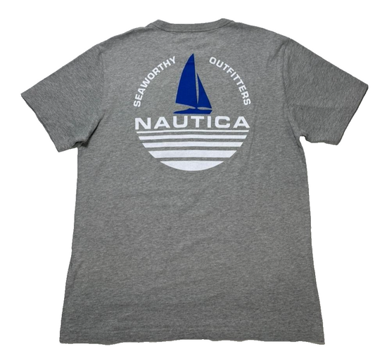 Nautica Men's Medium Grey Short Sleeve Graphic Tee T-Shirt Seaworthy Outfitters