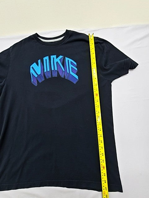 Nike Men's Black Cotton Crew Neck T-Shirt Size L Logo Standard Fit
