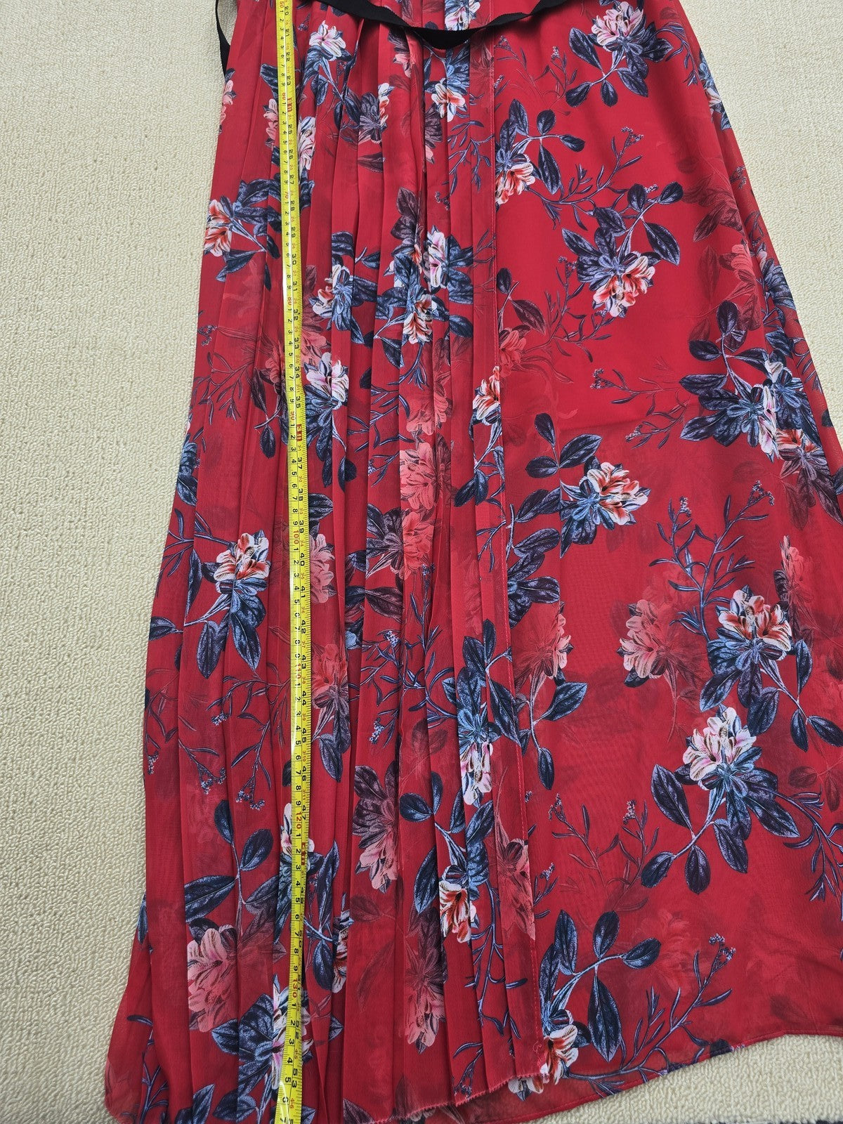 French Connection Red Floral Off Shoulder Maxi Dress XS