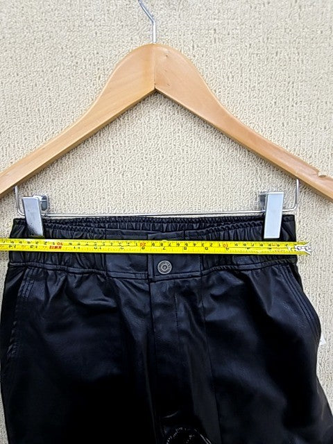 Reiko Rome Shine Black Baggy Pants Women M Elastic Waist Drawstring