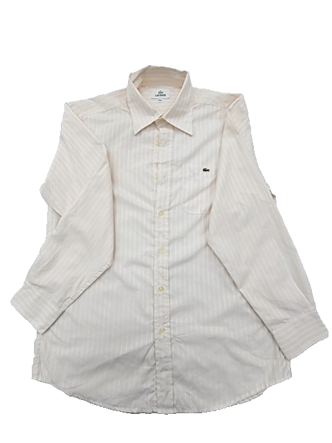 Lacoste Men's White Shirt – Size XL, Embroidered, Striped