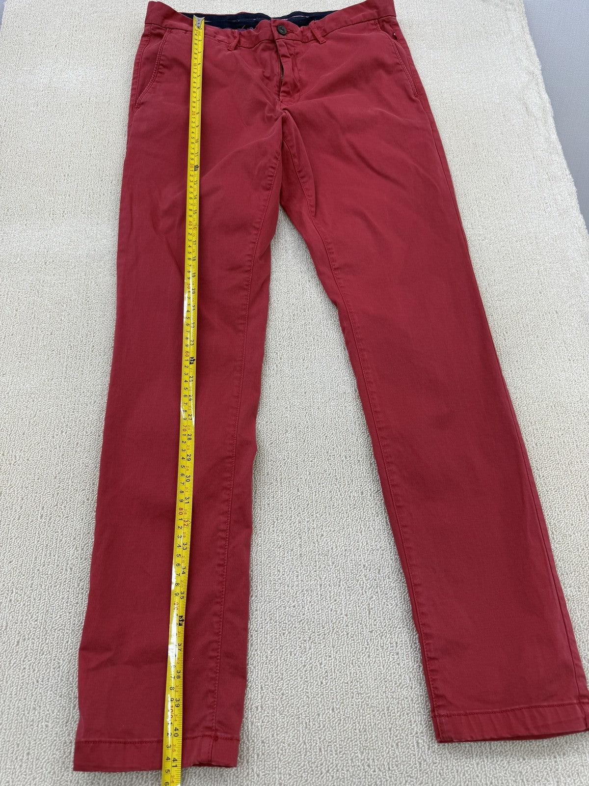 Tommy Hilfiger Men's Medium Red Chino Pants 34x34 Straight Fit Twill
