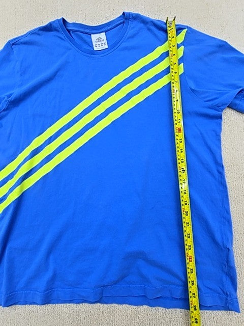 Adidas Men's Blue Striped Three Stripes T-Shirt XL Cotton Crew Neck