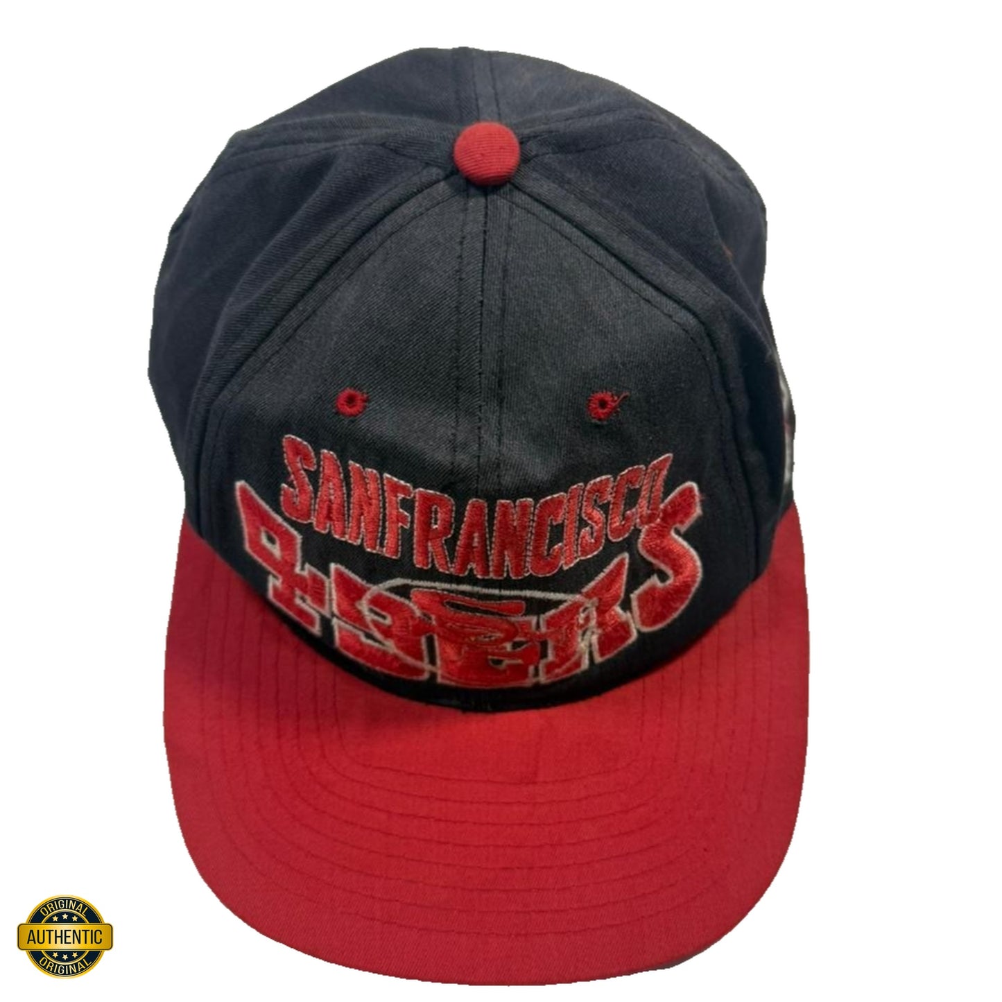 San Francisco 49Ers Men's Black Red Snapback Hat Embroidered Logo Nfl Adjustable