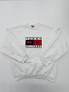 Tommy Hilfiger Men's White Sweatshirt – Size XXL, Logo, Pullover