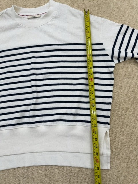 Esprit Striped Sweatshirt Women's L White Navy Crewneck