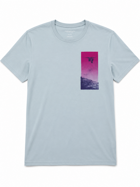 GAP Men Light Blue Surf Graphic Tee Size M 100% Cotton Crew Neck