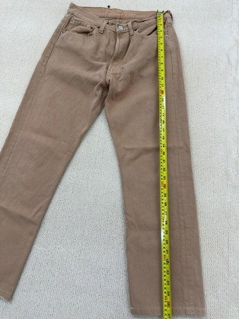 Levi's 501 Original Straight Tan Jeans 31x32 Button Fly Cotton Denim