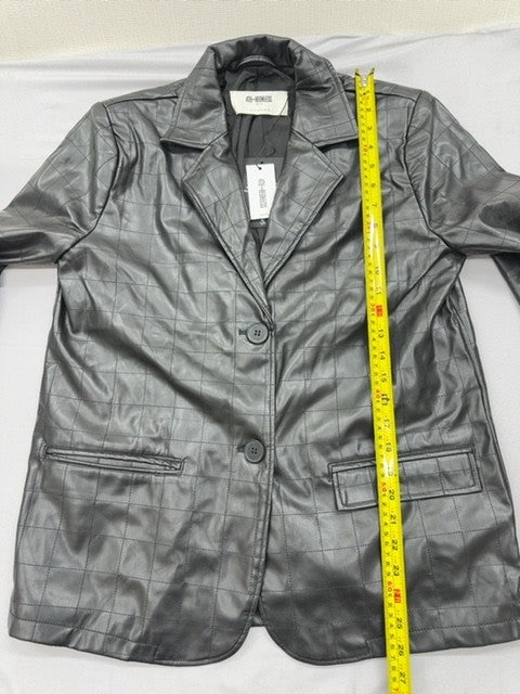 4th & Reckless Black Faux Leather Quilted Blazer Petite M