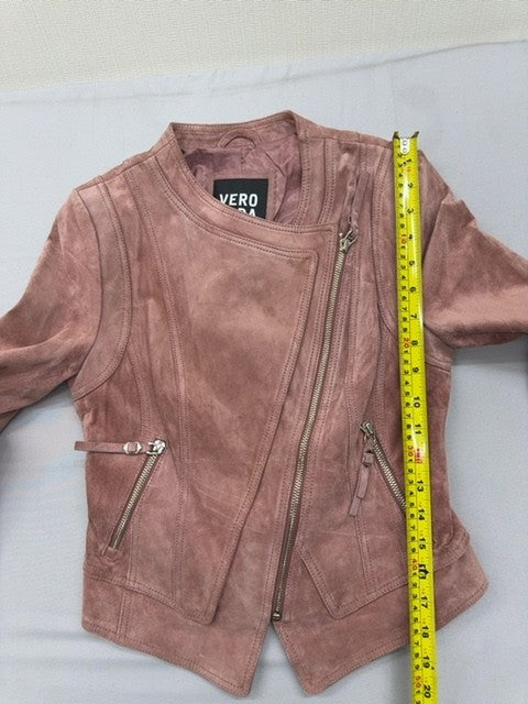 Vero Moda Pink Faux Leather Bomber Jacket Short Size S Women