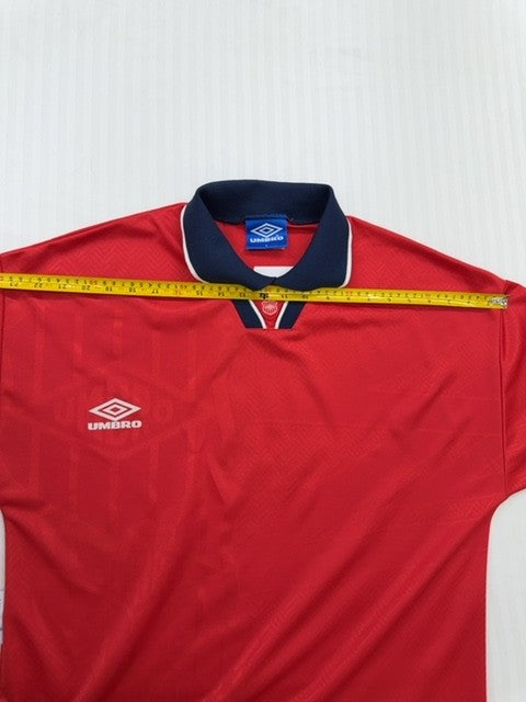 Umbro Men's Red Retro Soccer Jersey Size L Vintage 1980s