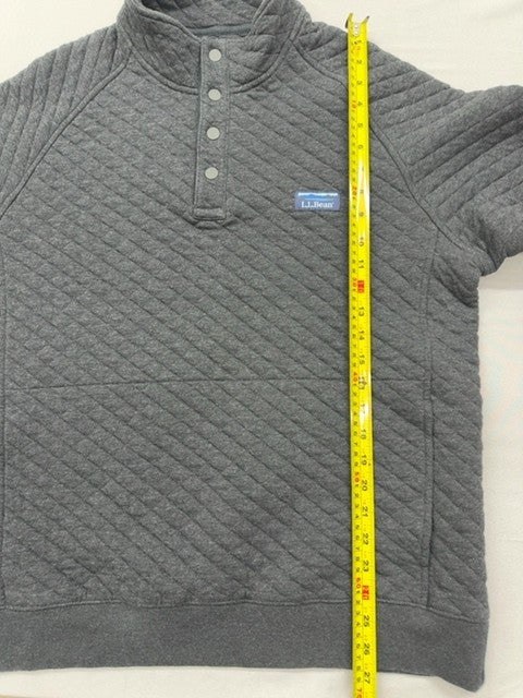 L.L.Bean Men's Quilted Gray L Pullover Hoodie Quarter Zip L-Reg
