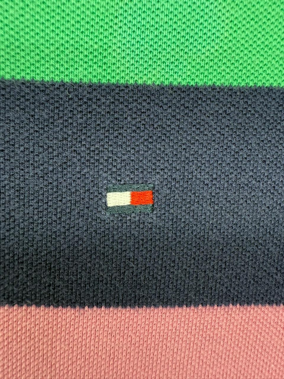 Tommy Hilfiger Men's M Multicolor Stripe Slim Fit Polo Cotton Shirt