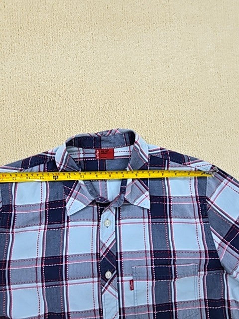 Levi's Men's Blue Plaid Flannel Long Sleeve L Button Down Red Tab