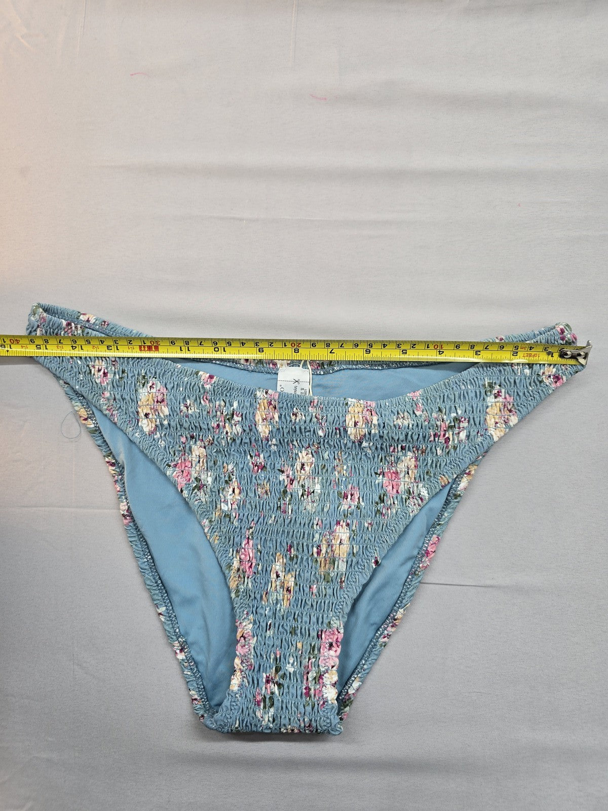 Oysho Women's Blue Floral Brazilian Swim Bottom L Spain