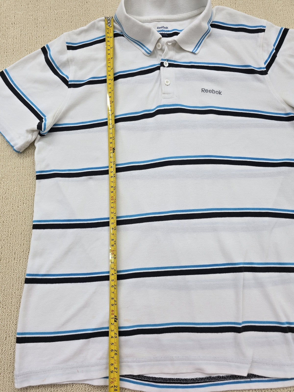 Reebok Vector Striped White Men's Short Sleeve Training Polo Shirt