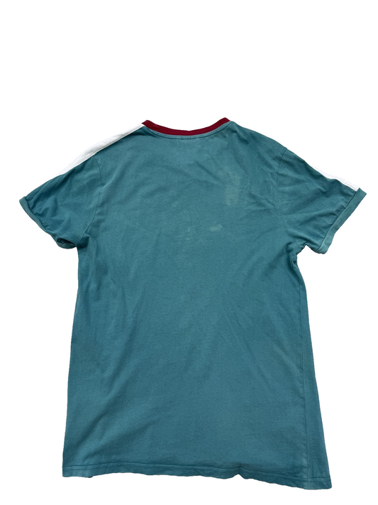 Fila Men's M Teal Color Block Short Sleeve Cotton T-Shirt Crew Neck