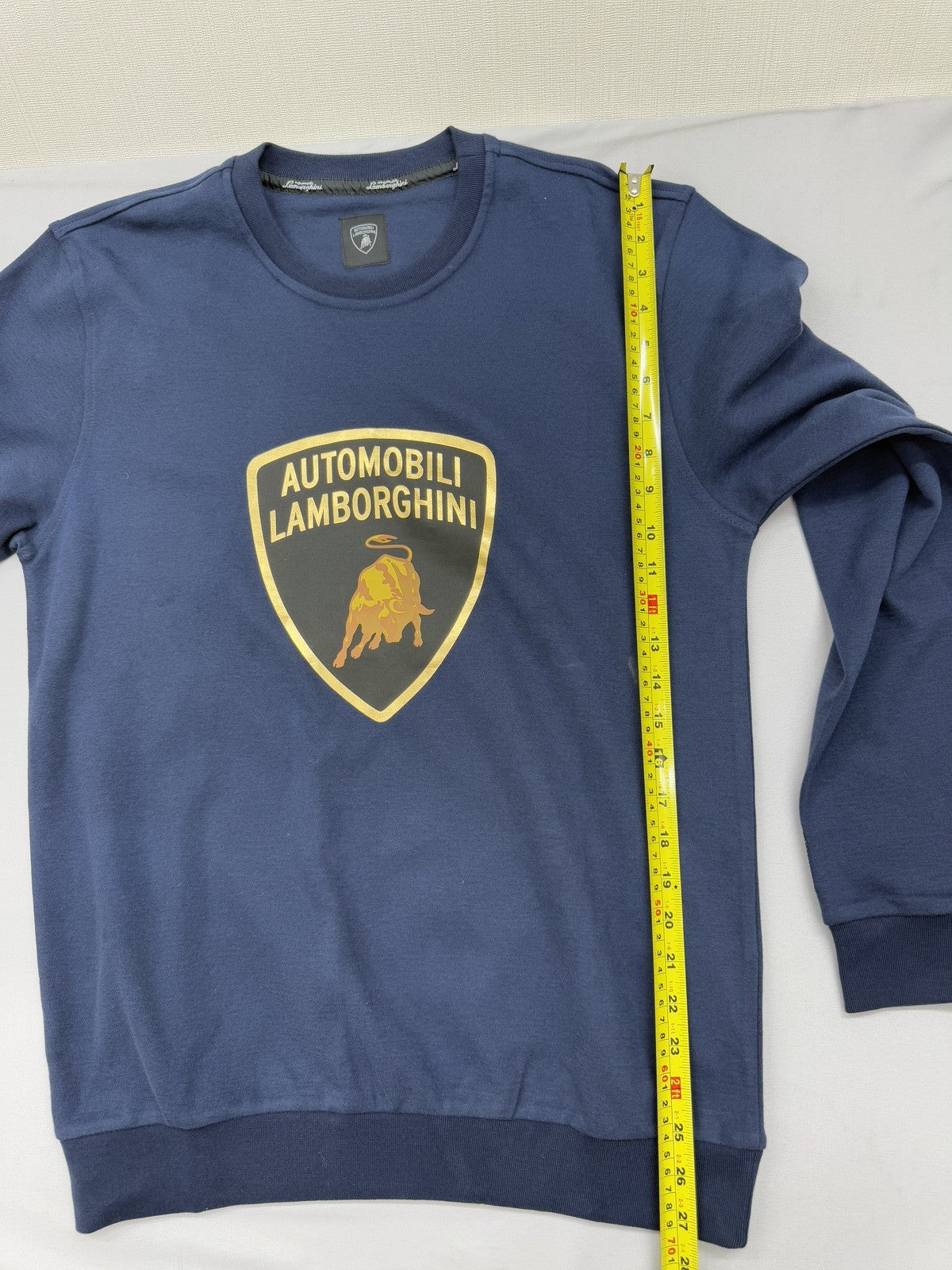 Lamborghini Navy Crewneck Sweatshirt S Men Cotton Long Sleeve