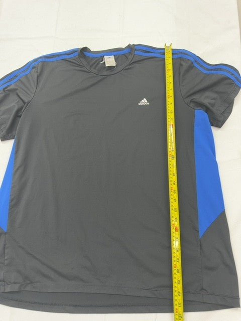 Adidas Men's Grey 3-Stripes Crewneck T-Shirt 2XL Short Sleeve