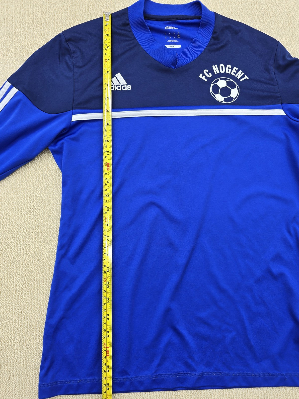 Adidas Men's Navy Blue Striped Long Sleeve ClimaLite Jersey M