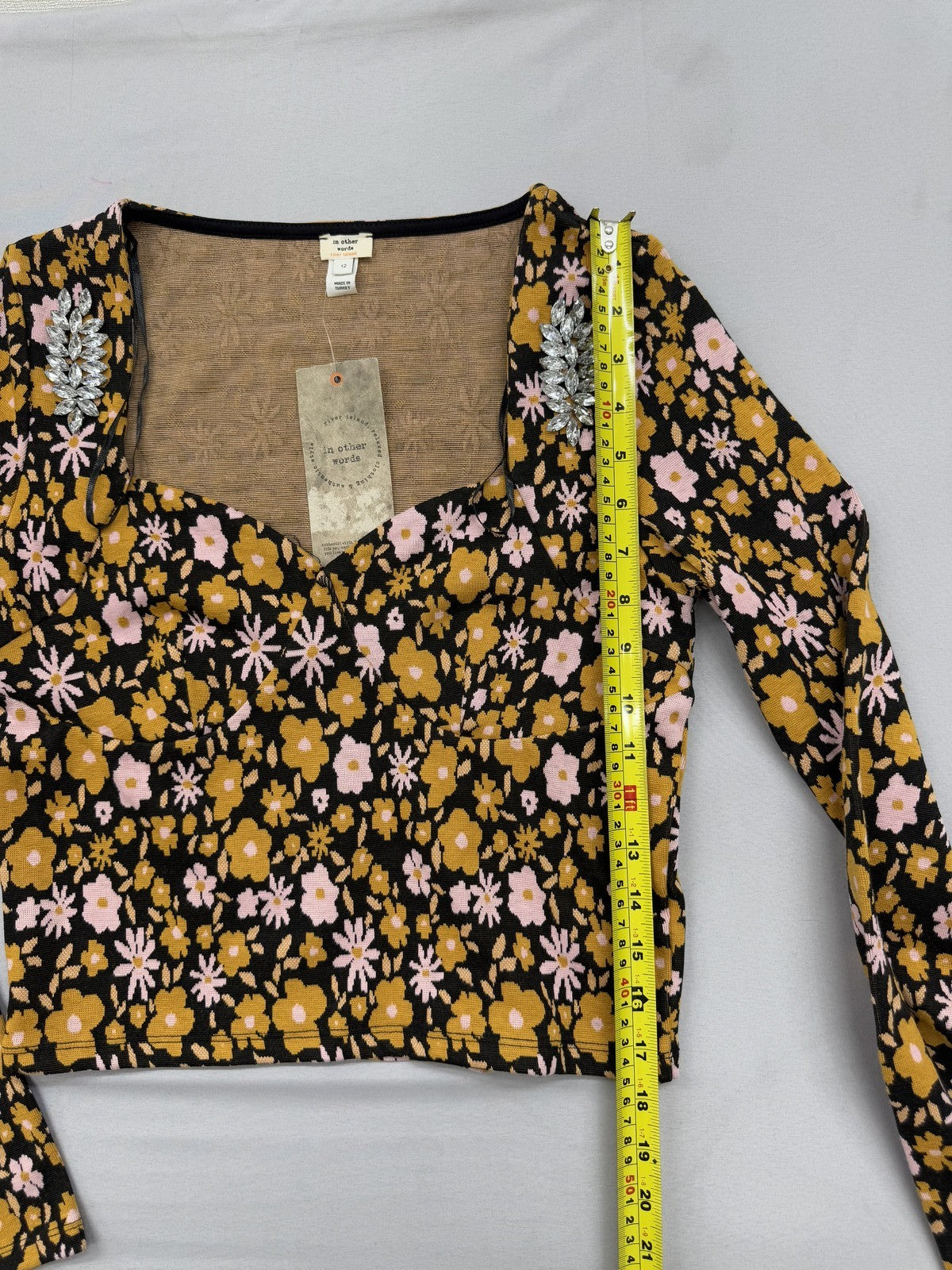 River Island Women's Floral Long Sleeve Top Size 12 Multi