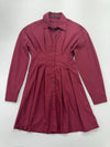 SHEIN Women's Burgundy Collared Shirt Dress Size S Cotton Knee
