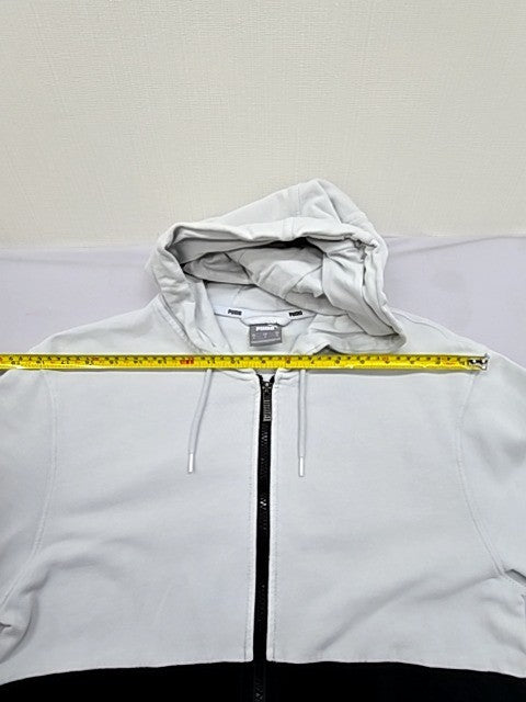 Puma Men's White/Black Color Block Zipper Hoodie Size S 589842