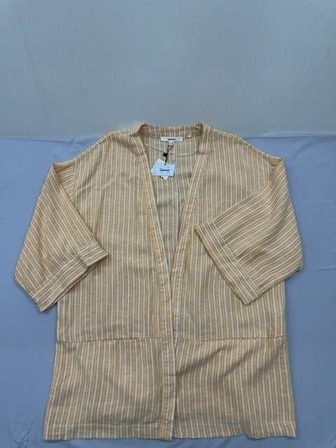 Koton Women's Beige Cardigan – Size L, Striped, Linen