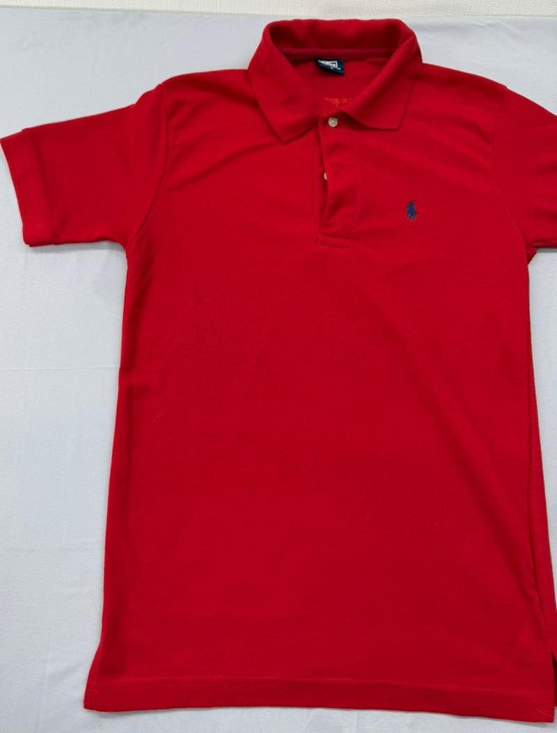 Polo Boys Red Short Sleeve Polo Shirt Size M 100% Cotton
