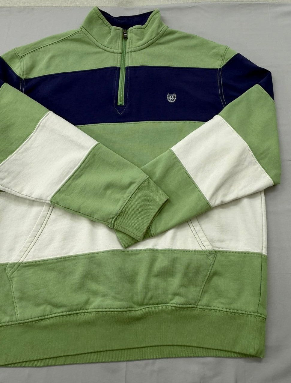 Chaps Men's Green Multi Stripe Full Zip Fleece Hoodie XL
