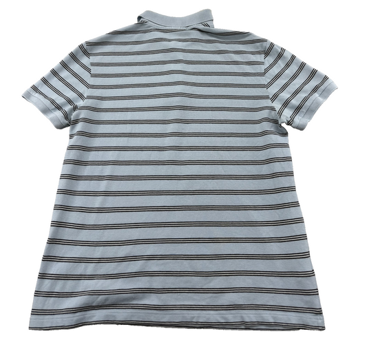 Lacoste Grey Striped L Men's Short Sleeve Polo Cotton Embroidered Croc