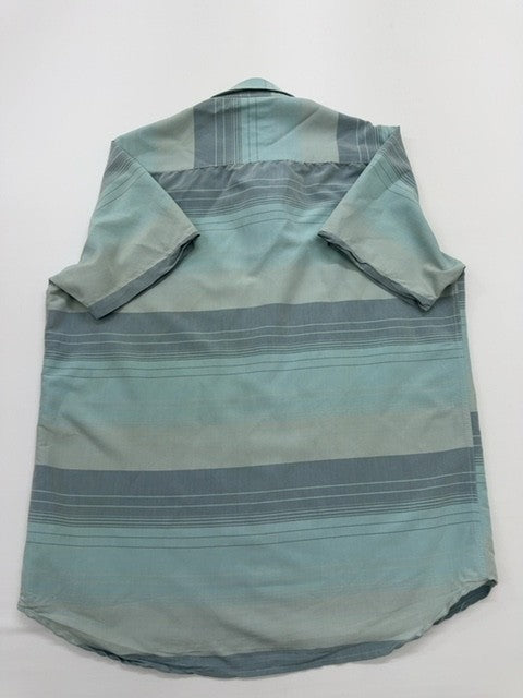 Polo Men Light Blue Striped Cotton Button-Up Logo Shirt XL Regular