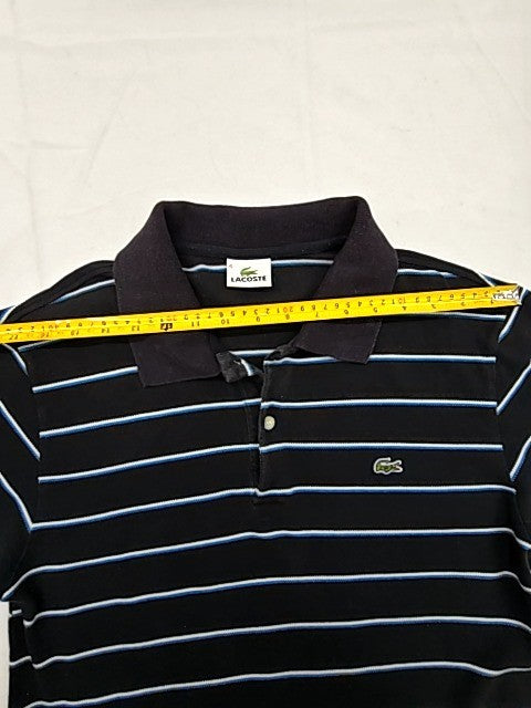 Lacoste Men's Size 6 Black White Stripe Short Sleeve Polo Cotton Shirt