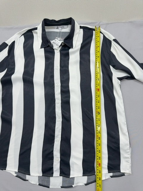 Ole by Koton Striped Long Sleeve Shirt Sz 38 EUR Black/White Collar
