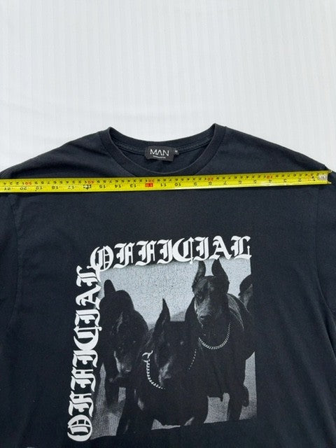 BoohooMAN Men's Charcoal Oversized Detroit Doberman T-Shirt M