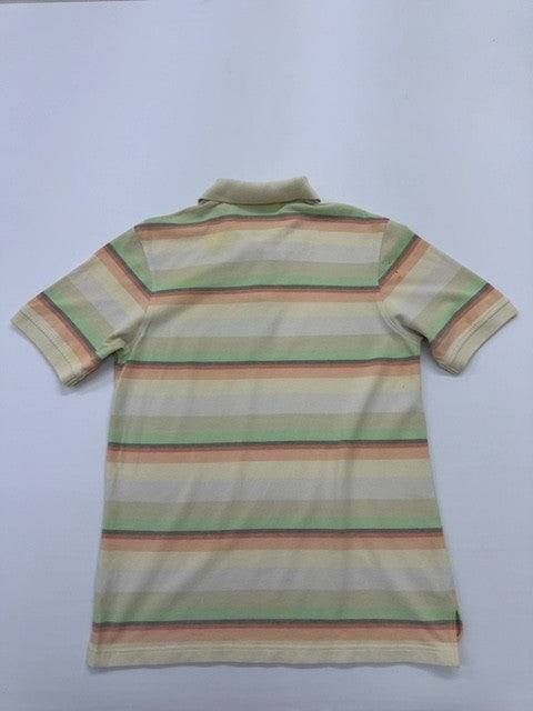 Polo Boys Cream Striped Polo Shirt Size 2T Button-Front Embroidered
