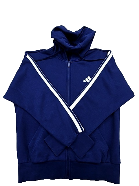 Adidas Men's Navy Hoodie – Size M, Full Zip, Long Sleeve