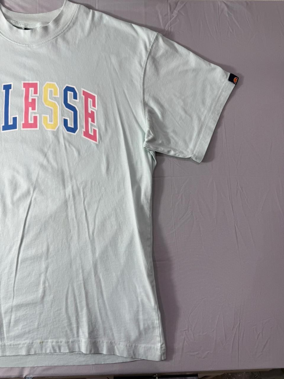 Ellesse Men's Graphic T-Shirt Light Blue Short Sleeve Logo Tee UK M