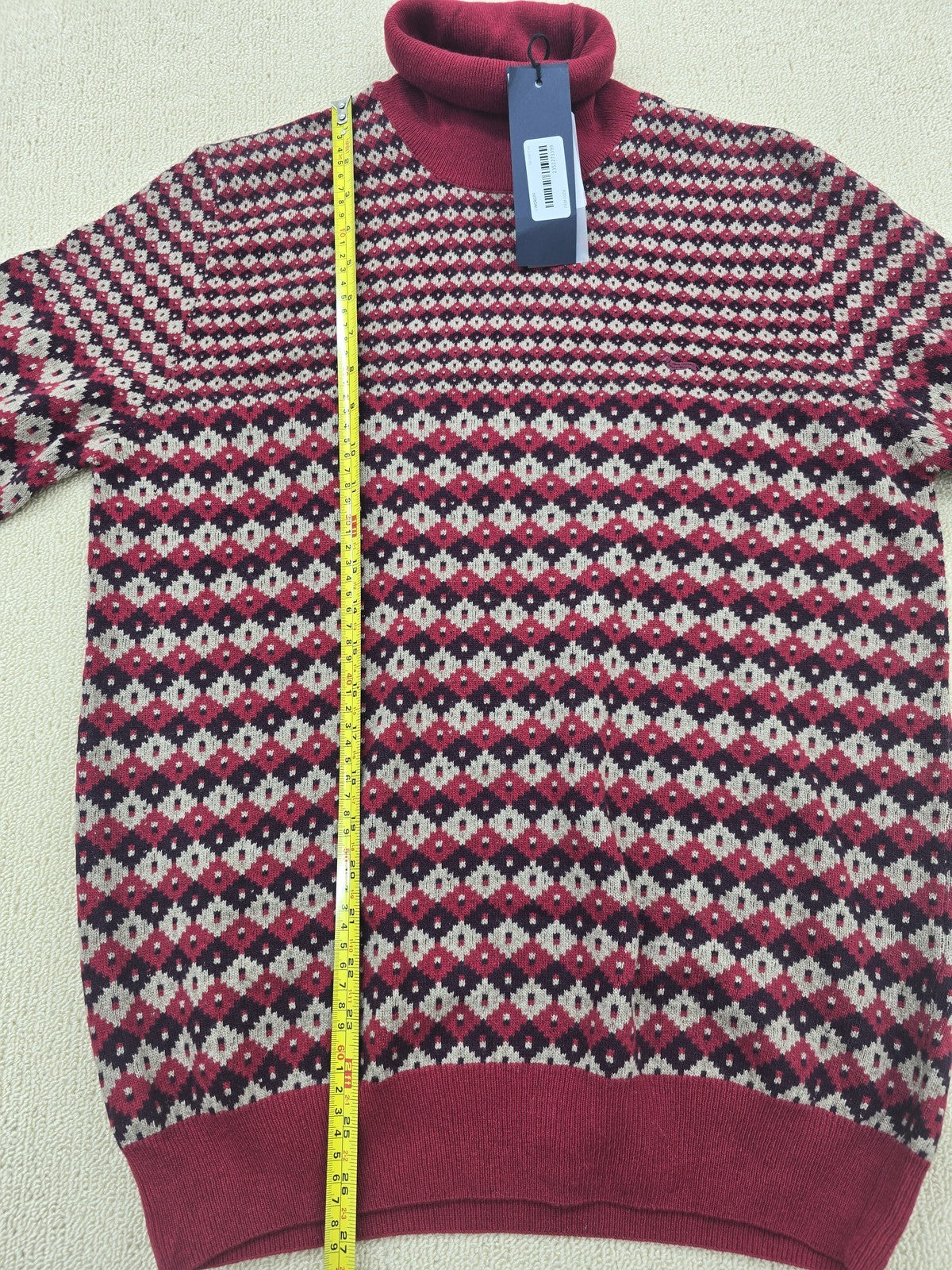 Harmont & Blaine Men's Burgundy Checkered Turtleneck Sweater Italy