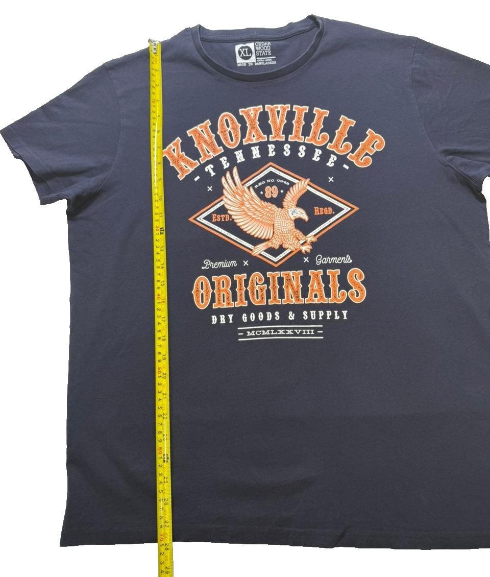 Cedar Wood State T-Shirt XL Knoxville Tennessee Originals Graphic Tee Navy Blue