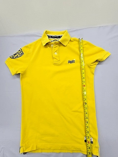 Superdry Men's Yellow Short Sleeve Polo Shirt Small