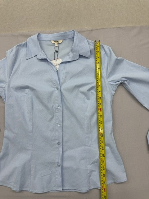 Koton Light Blue Long Sleeve Cotton Blend Button-Down Shirt EU 42 Women