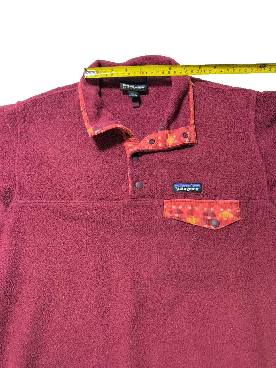 Patagonia Women's Large Synchilla Lightweight Snap-T Pullover Red Arrow Aztec