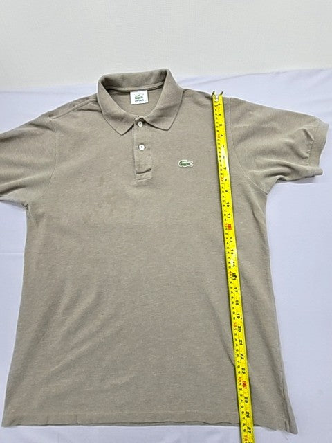 Lacoste L.12.12 Beige Men's Polo Shirt Size 4 Short Sleeve Cotton