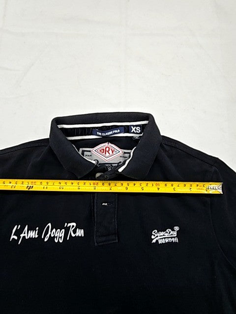 Superdry Men's Black Cotton Pique Polo Shirt XS Short Sleeve