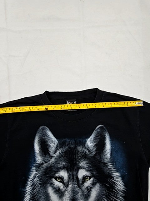 Wild Wolf Pack Black T-Shirt Men's Size M 100% Cotton Crewneck Short Sleeve